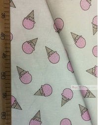 Baby fabric by the Yard ''Pink Ice Cream On White''}