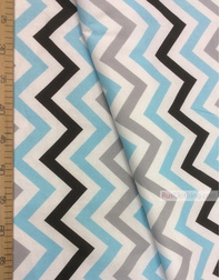 Tissu enfant au metre ''Color Zigzag On White (Gray, Blue, Black)''}