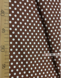 Tissu coton imprime au metre ''Small White Polka Dots On Chocolate''}