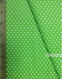 Cotton print fabric by the yard ''Small White Polka Dots On Light Green''}