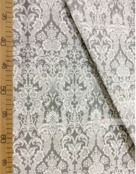 Vintage Fabric Ornament by the yard ''Baroque (White, Grey)''}