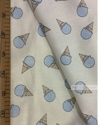 Baby Quilt Fabric by the Yard ''Blue Ice Cream On White''}