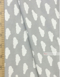 Baby fabric by the Yard ''White Clouds On Gray''}