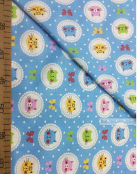 Nursery Fabric by the Yard ''Color Cats On Blue''}