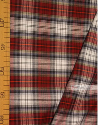 Tissu géométrique au metre ''Red-Blue Plaid With A Gray Stripe''}