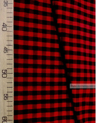 Geometric Print Fabric ''Red-Black Plaid''}