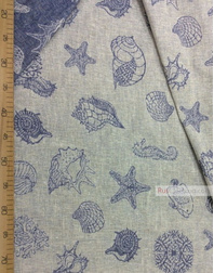 Linen Jacquard Fabric ''Sea (blue) ''
