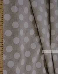 Linen fabric from Russia ''White polka dot on gray ''