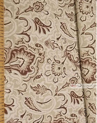 Paisley Linen by the yard ''Eastern Pattern, Brown ''