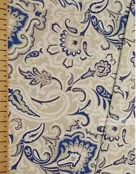 Paisley Linen by the yard ''Eastern Pattern, Blue ''
