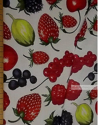 Tissu lin de Russie ''Ripe berries on white''