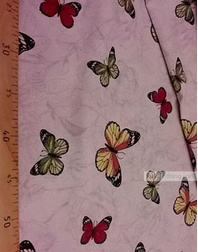 Linen fabric from Russia ''Butterflies on gray flowers ''
