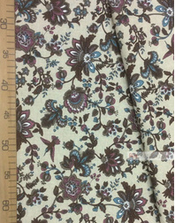 Linen fabric from Russia ''Paradise Flowers, Brown On gray ''