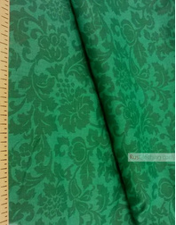 Linen fabric from Russia ''Green flowers on emerald ''