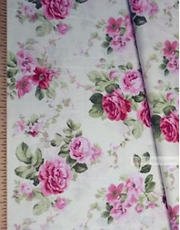 Floral cotton fabric by the yard ''Bouquet Of Roses On A Soft Cream Field''}