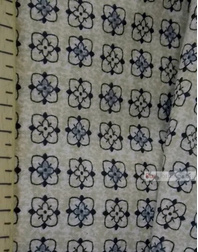 Vintage Fabric Prints by the yard ''Flower In A Square, On Beige''}