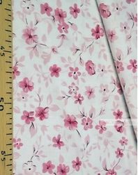 Floral cotton fabric by the yard ''Purple-Pink Flowers On Milk''}