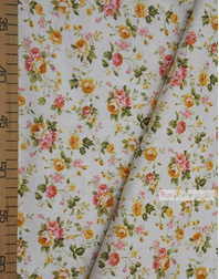 Floral cotton fabric by the yard ''Tea Rose On Milk ''}