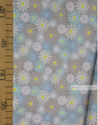 Tissu coton fleuri au metre ''Pastel Daisies On Grey''}