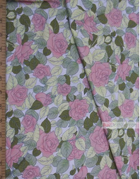 Tissu coton fleuri au metre ''Pink Roses On White''}