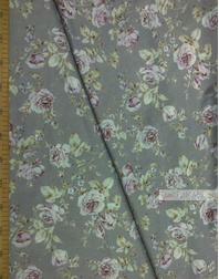 Floral cotton fabric by the yard ''Light Purple Rose On Gray''}