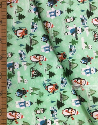 Textile enfant au metre ''Penguins And Bear In The Winter Forest''}