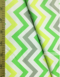 Tissu enfant au metre ''Color Zigzag On White (Yellow, Green, Gray)''}