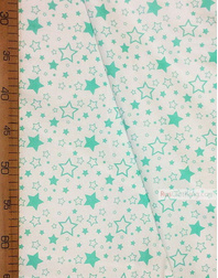 Kids Fabric by the Yard ''White, Mint Stars On White''}