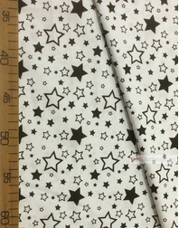 Baby fabric by the Yard ''White, Black Stars On White''}