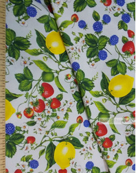 Vintage Fabric Ornament by the yard''Berries With Lemon''}