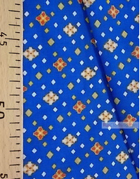 Geometric Print Fabric  ''Yellow-Orange Diamond On Blue''}