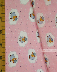 Nursery Print Fabric by the Yard''Gray Sheep And Clouds On Pink''}