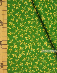 Vintage Fabric Ornament by the yard ''Yellow Leaves On Green''}