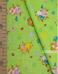 Childrens Fabric by the Yard ''Cow On The Green Field''}