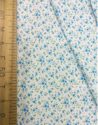 Floral cotton fabric by the yard ''Small, Blue Flowers On White''}