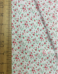 Floral cotton fabric by the yard ''Small, Pink Flowers On White''}
