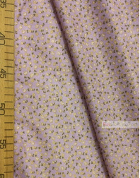Floral cotton fabric by the yard ''Small Yellow Flowers On Lilac''}