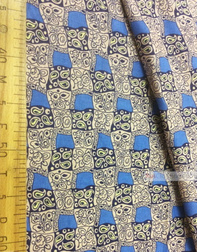 Geometric Print Fabric  ''Pattern In A Square, Blue''}