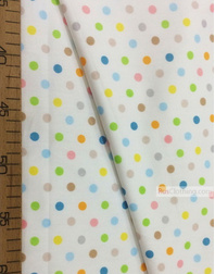 Tissu pour bébé au metre ''Multi-Colored Polka Dots On White''}