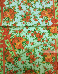 Floral cotton fabric by the yard ''Roses On Light Green''}