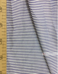 Cotton print fabric by the yard ''Narrow, White, Blue Stripe''