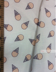 Nursery Print Fabric by the Yard ''Peach Ice Cream On White''