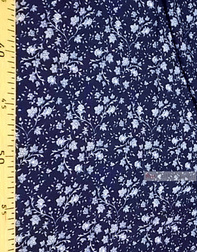 Viscose rayon by the yard ''White Flowers On Branches On Blue Field''}