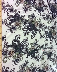 Viscose rayon by the yard ''Flowers On Milk''}