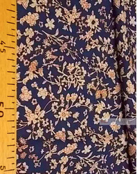 Viscose rayon by the yard ''Beige Flowers On Blue''}