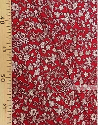 Viscose rayon by the yard ''Light Beige Flowers On Red''}