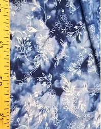 Viscose rayon by the yard ''White Flowers On A Blue-And-Blue Field''}