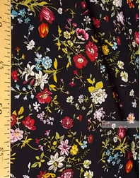 Viscose Fabric by the yard ''Bouquet Of Flowers On Black''}
