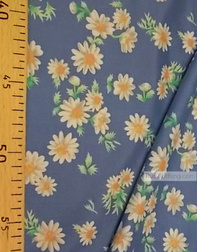 Viscose rayon by the yard ''Daisies On Blue''}