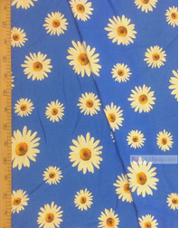 Viscose rayon by the yard ''Large Daisies On Blue''}
